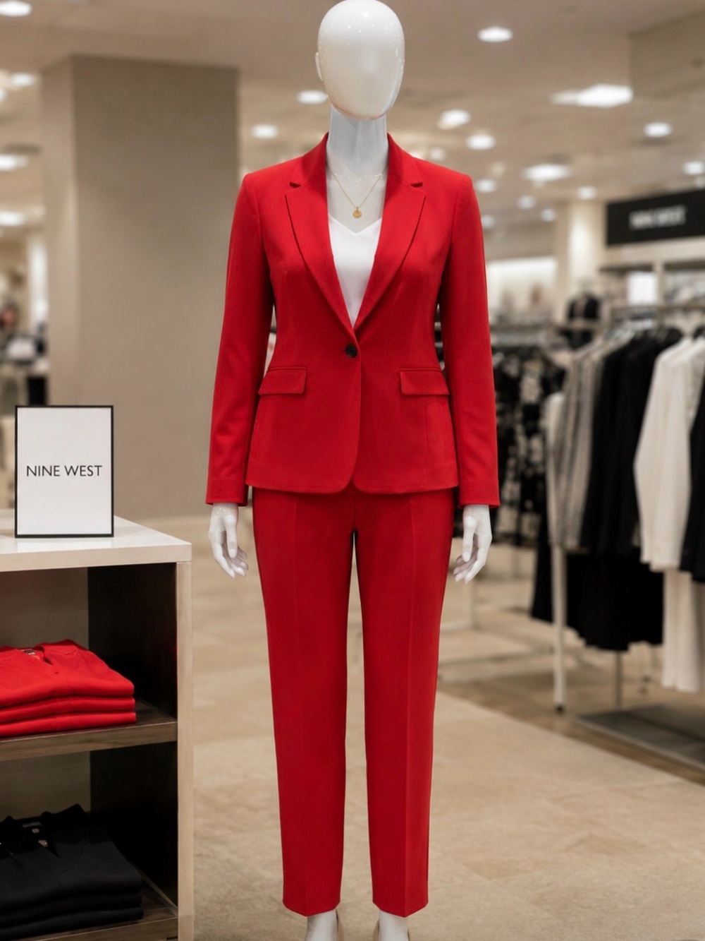 Nine West Vibrant Red Tailored Pant Suit